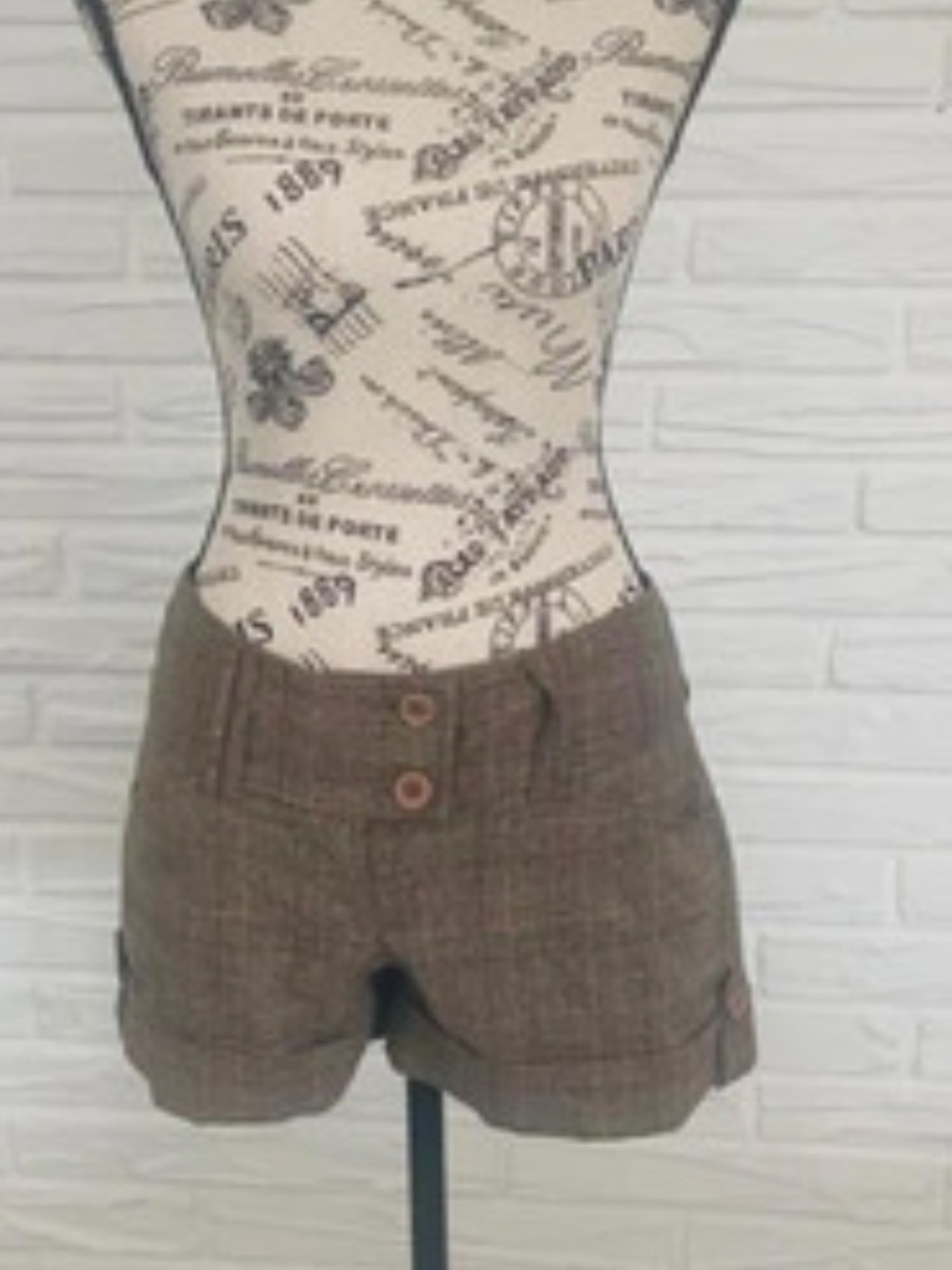 Tracy Evans Brown Plaid High-Waist Jean Shorts
